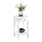 Table d'appoint à 2 niveaux avec tiroir – Expresso / Blanc / Noir, bord rainuré, pour 1 personne