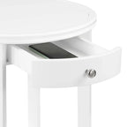 Table d'appoint à 2 niveaux avec tiroir – Expresso / Blanc / Noir, bord rainuré, pour 1 personne