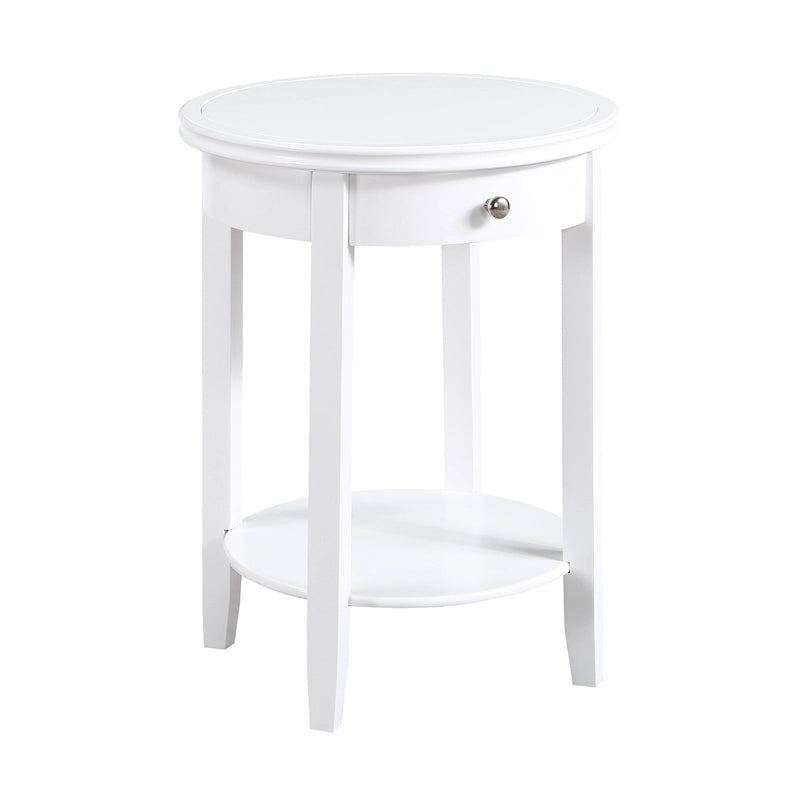 Table d'appoint à 2 niveaux avec tiroir – Expresso / Blanc / Noir, bord rainuré, pour 1 personne