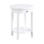 Table d'appoint à 2 niveaux avec tiroir – Expresso / Blanc / Noir, bord rainuré, pour 1 personne