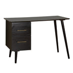 Bureau Mid-Century avec 2 tiroirs et poignées dorées – Noir / Noyer / Blanc / Vert / Vert lys / Bleu nuit, 1 personne