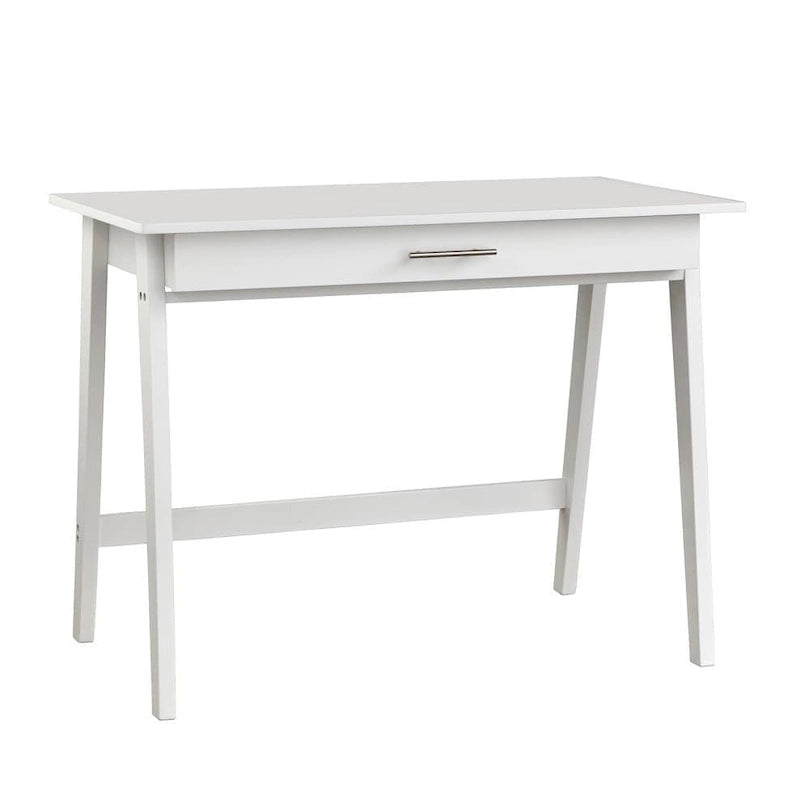 Bureau compact en pin avec un tiroir – Noir / Bleu / Gris / Blanc / Rose poudré / Vert, 1 personne