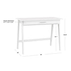 Bureau compact en pin avec un tiroir – Noir / Bleu / Gris / Blanc / Rose poudré / Vert, 1 personne