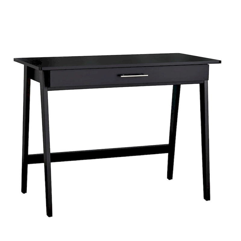Bureau compact en pin avec un tiroir – Noir / Bleu / Gris / Blanc / Rose poudré / Vert, 1 personne