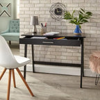 Bureau compact en pin avec un tiroir – Noir / Bleu / Gris / Blanc / Rose poudré / Vert, 1 personne