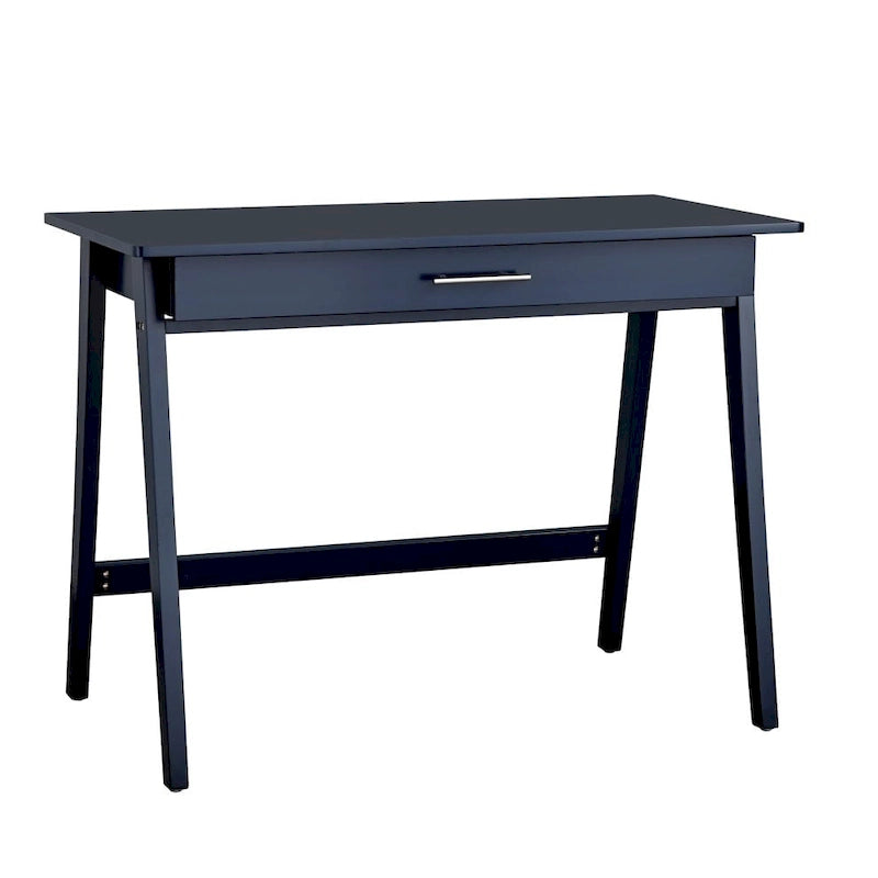 Bureau compact en pin avec un tiroir – Noir / Bleu / Gris / Blanc / Rose poudré / Vert, 1 personne