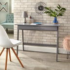 Bureau compact en pin avec un tiroir – Noir / Bleu / Gris / Blanc / Rose poudré / Vert, 1 personne