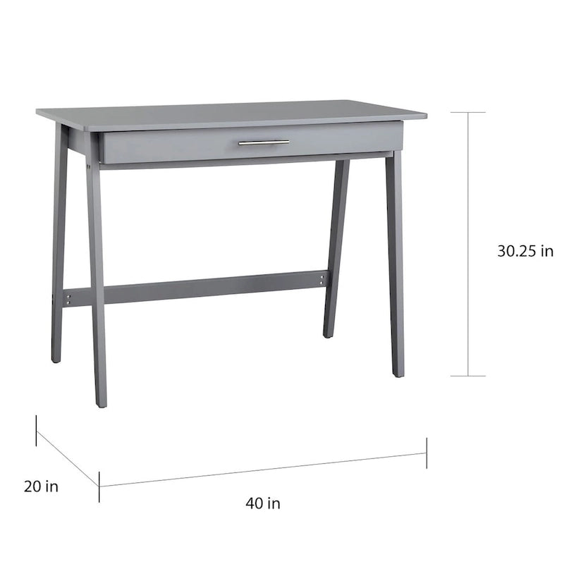 Bureau compact en pin avec un tiroir – Noir / Bleu / Gris / Blanc / Rose poudré / Vert, 1 personne