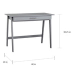 Bureau compact en pin avec un tiroir – Noir / Bleu / Gris / Blanc / Rose poudré / Vert, 1 personne