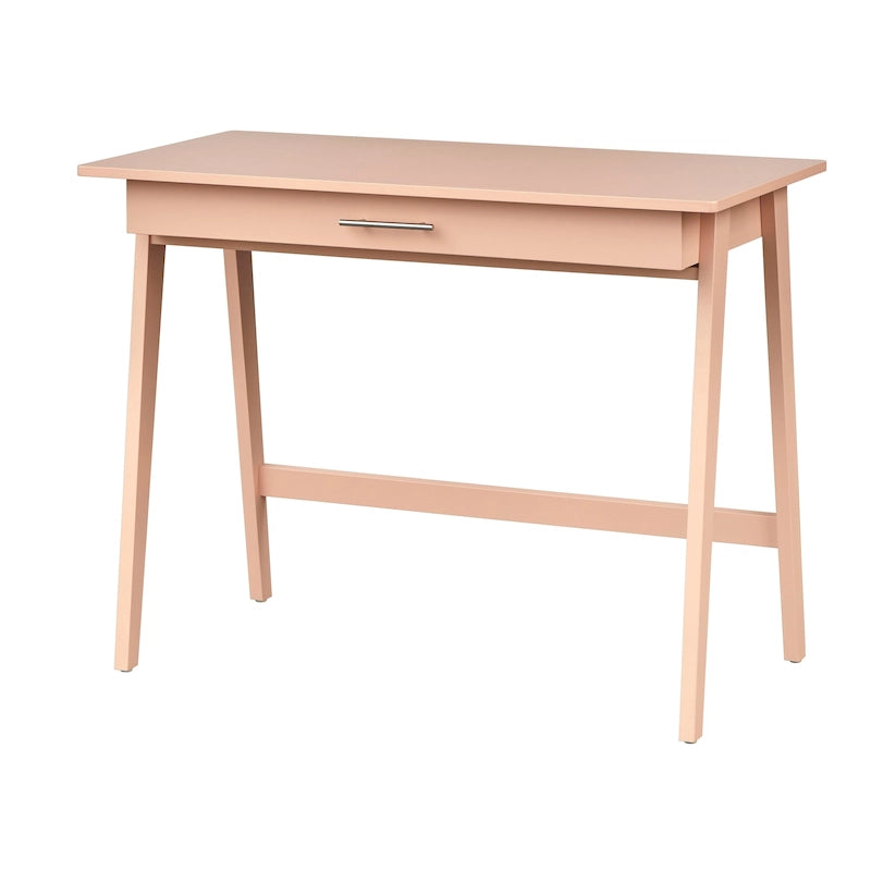 Bureau compact en pin avec un tiroir – Noir / Bleu / Gris / Blanc / Rose poudré / Vert, 1 personne
