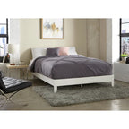 Lit plateforme pleine taille en pin massif – Blanc / Naturel rustique, sans tête de lit, 2 places