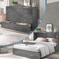 Lit escamotable Cabinet Murphy avec tiroir et station de recharge – Gris foncé / Cerisier / Blanc, Grand Lit, 2 couchages