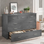 Lit escamotable Cabinet Murphy avec tiroir et station de recharge – Gris foncé / Cerisier / Blanc, Grand Lit, 2 couchages