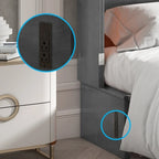 Lit escamotable Cabinet Murphy avec tiroir et station de recharge – Gris foncé / Cerisier / Blanc, Grand Lit, 2 couchages