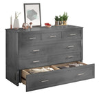 Lit escamotable Cabinet Murphy avec tiroir et station de recharge – Gris foncé / Cerisier / Blanc, Grand Lit, 2 couchages