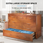 Lit escamotable Cabinet Murphy avec tiroir et station de recharge – Gris foncé / Cerisier / Blanc, Grand Lit, 2 couchages