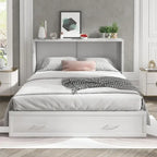 Lit escamotable Cabinet Murphy avec tiroir et station de recharge – Gris foncé / Cerisier / Blanc, Grand Lit, 2 couchages