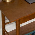 Bureau d'écriture moderne du milieu du siècle avec tiroir – Marron / Blanc, pieds inclinés, 1 personne