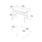 Bureau d'écriture moderne du milieu du siècle avec tiroir – Marron / Blanc, pieds inclinés, 1 personne