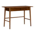 Bureau d'écriture moderne du milieu du siècle avec tiroir – Marron / Blanc, pieds inclinés, 1 personne