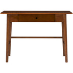 Bureau d'écriture moderne du milieu du siècle avec tiroir – Marron / Blanc, pieds inclinés, 1 personne