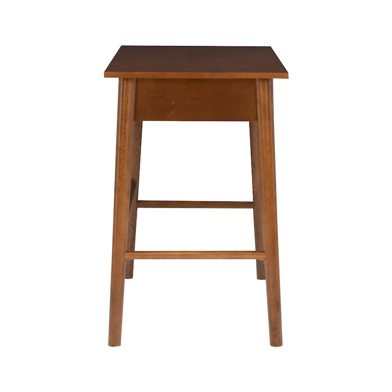 Bureau d'écriture moderne du milieu du siècle avec tiroir – Marron / Blanc, pieds inclinés, 1 personne