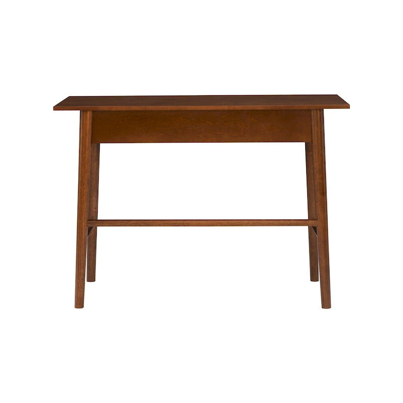 Bureau d'écriture moderne du milieu du siècle avec tiroir – Marron / Blanc, pieds inclinés, 1 personne