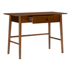 Bureau d'écriture moderne du milieu du siècle avec tiroir – Marron / Blanc, pieds inclinés, 1 personne