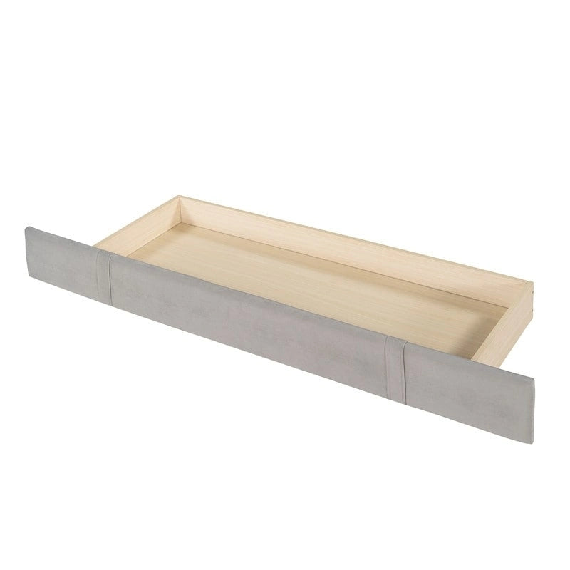 Lit plateforme à oreilles en velours avec tiroir de rangement – Bleu / Beige / Gris / Rose, grand lit, pour 2 personnes