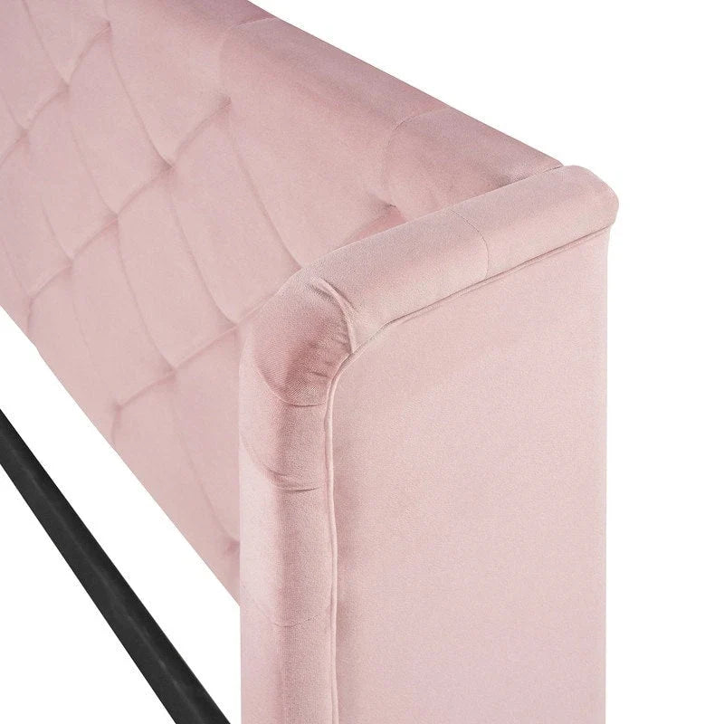 Lit plateforme à oreilles en velours avec tiroir de rangement – Bleu / Beige / Gris / Rose, grand lit, pour 2 personnes