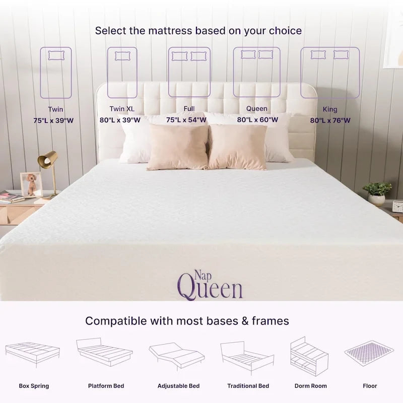 Matelas en mousse à mémoire de forme 3 couches en gel, 12 pouces – Du simple au King size, convient à 1–2 personnes