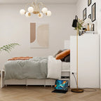 Lit armoire convertible avec 2 tiroirs – Blanc, Grand Lit, Couchage 2 personnes