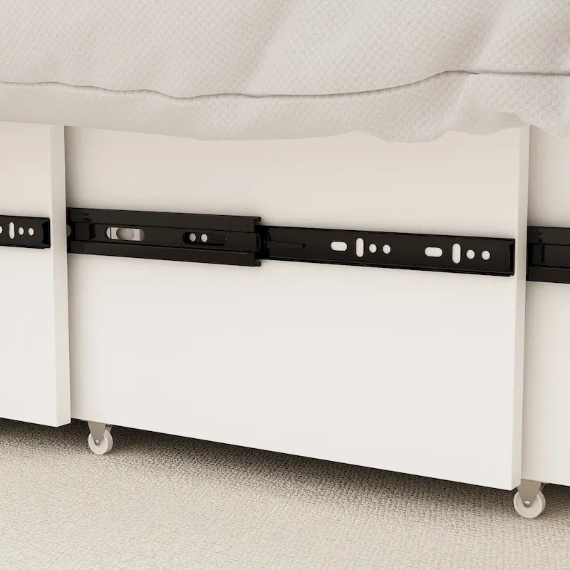 Lit armoire convertible avec 2 tiroirs – Blanc, Grand Lit, Couchage 2 personnes