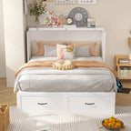 Lit armoire convertible avec 2 tiroirs – Blanc, Grand Lit, Couchage 2 personnes
