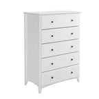 Commode 5 tiroirs style shaker – Cerisier / Blanc, Pin massif, Places assises 0
