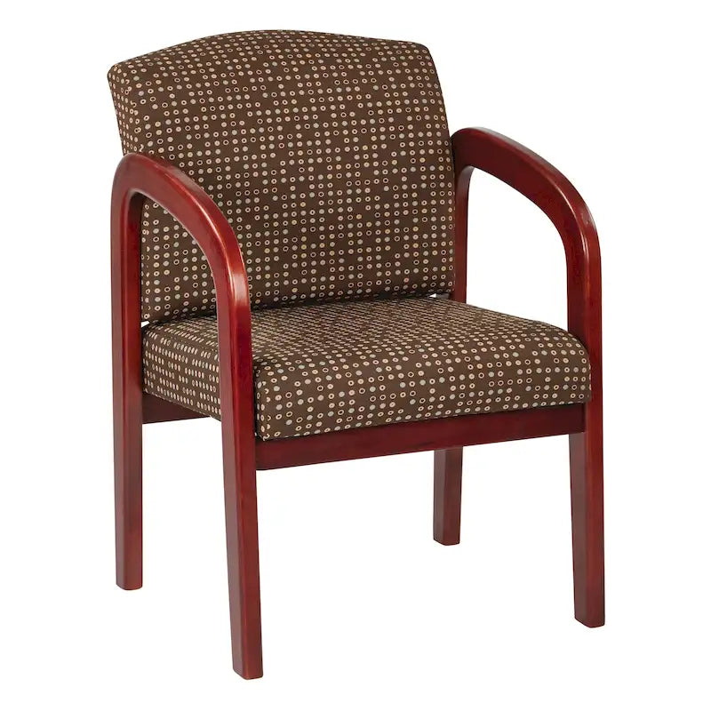 Chaise visiteur à cadre en bois avec revêtement en tissu – Indigo / Cacao / Frêne / Luna, pieds finition cerisier, 1 place