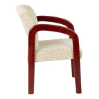 Chaise visiteur à cadre en bois avec revêtement en tissu – Indigo / Cacao / Frêne / Luna, pieds finition cerisier, 1 place