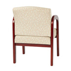 Chaise visiteur à cadre en bois avec revêtement en tissu – Indigo / Cacao / Frêne / Luna, pieds finition cerisier, 1 place