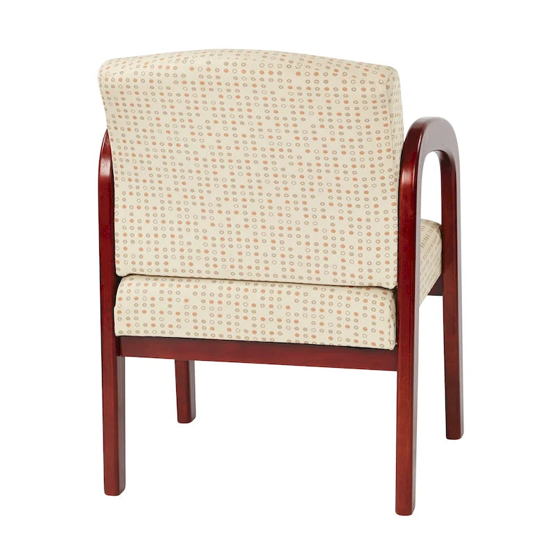 Chaise visiteur à cadre en bois avec revêtement en tissu – Indigo / Cacao / Frêne / Luna, pieds finition cerisier, 1 place