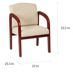 Chaise visiteur à cadre en bois avec revêtement en tissu – Indigo / Cacao / Frêne / Luna, pieds finition cerisier, 1 place