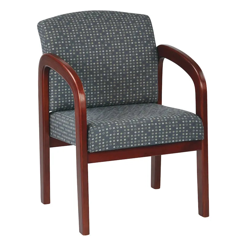 Chaise visiteur à cadre en bois avec revêtement en tissu – Indigo / Cacao / Frêne / Luna, pieds finition cerisier, 1 place