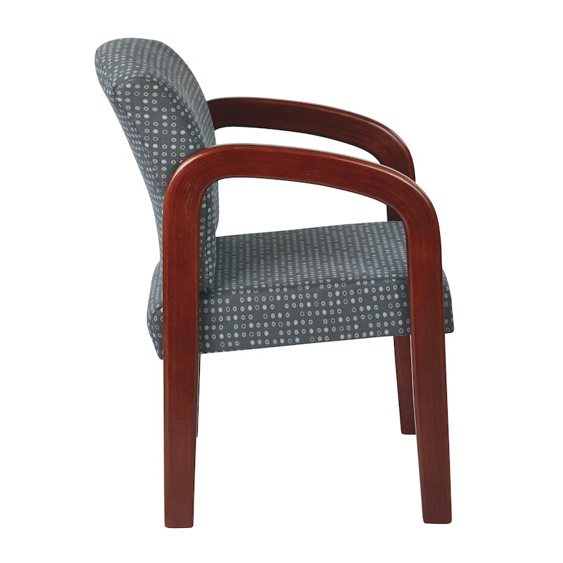 Chaise visiteur à cadre en bois avec revêtement en tissu – Indigo / Cacao / Frêne / Luna, pieds finition cerisier, 1 place