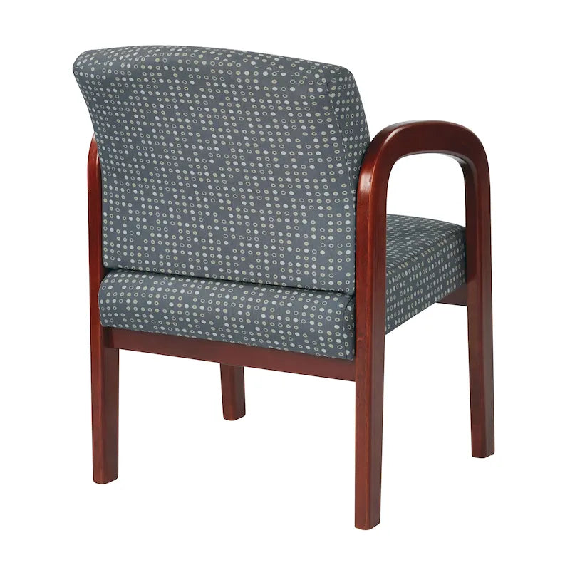 Chaise visiteur à cadre en bois avec revêtement en tissu – Indigo / Cacao / Frêne / Luna, pieds finition cerisier, 1 place