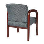 Chaise visiteur à cadre en bois avec revêtement en tissu – Indigo / Cacao / Frêne / Luna, pieds finition cerisier, 1 place