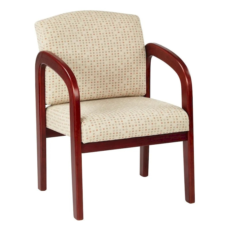 Chaise visiteur à cadre en bois avec revêtement en tissu – Indigo / Cacao / Frêne / Luna, pieds finition cerisier, 1 place