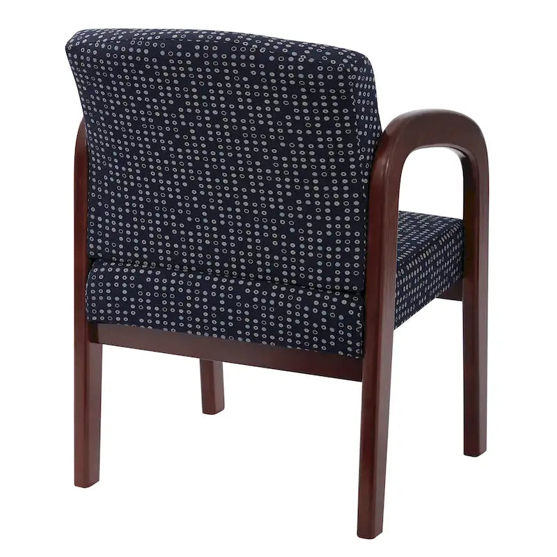 Chaise visiteur à cadre en bois avec revêtement en tissu – Indigo / Cacao / Frêne / Luna, pieds finition cerisier, 1 place