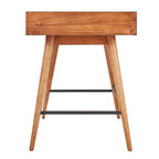 Bureau d'écriture moderne du milieu du siècle à 3 tiroirs avec pieds coniques – Marron / Noyer foncé, poignées en bronze, 1 personne