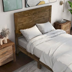 Lit en bois rustique en noyer – Noyer, style campagnard, double / grand lit, 2 places