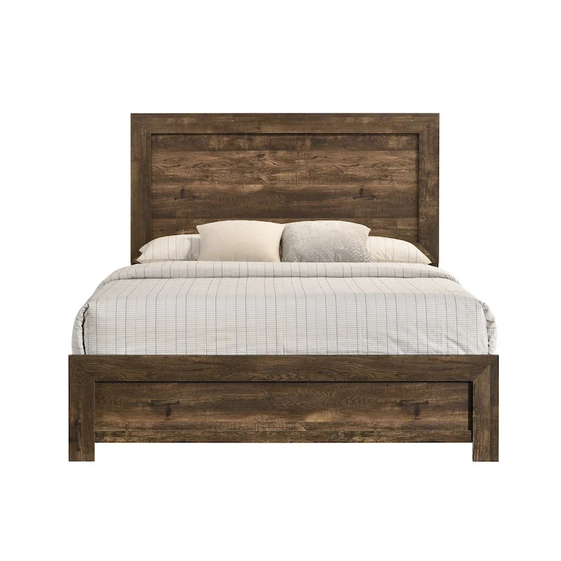 Lit en bois rustique en noyer – Noyer, style campagnard, double / grand lit, 2 places