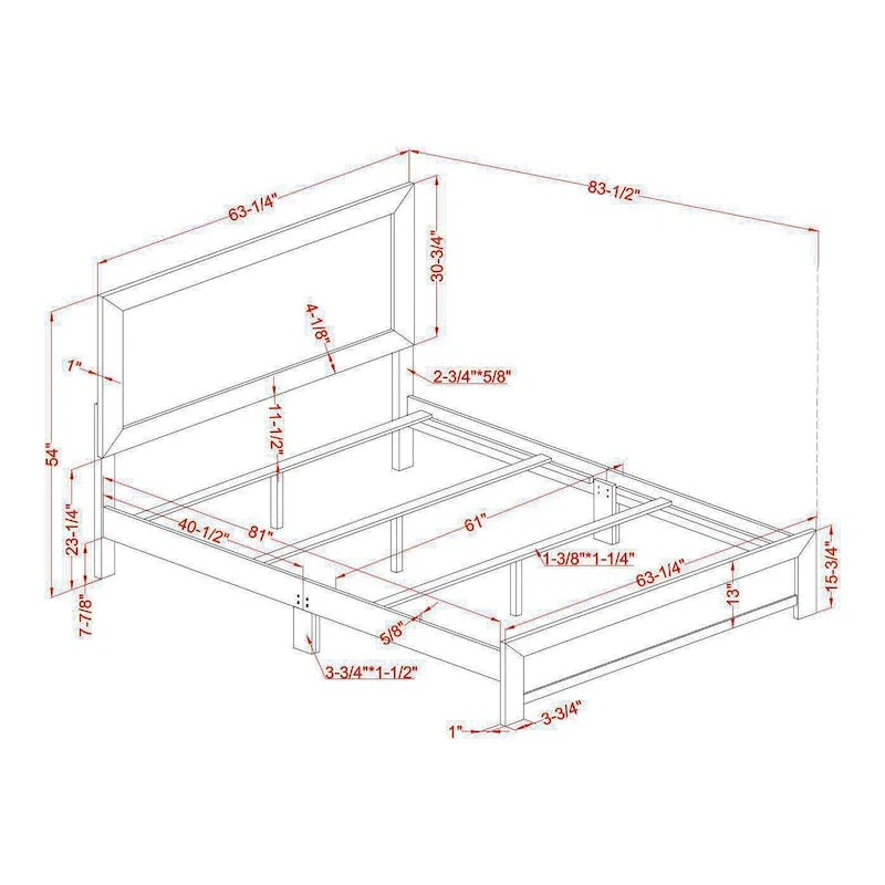 Lit en bois rustique en noyer – Noyer, style campagnard, double / grand lit, 2 places